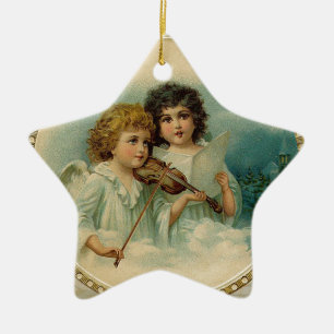 Agreeable - Two Little Musical Angels Ceramic Ornament