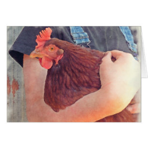 Agriculteur étreignant le style peint par poulet