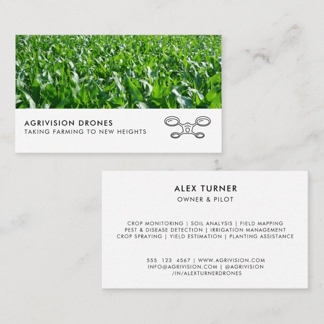 Agricultural Drone Business UAV Photo Template Business Card (Front/Back)