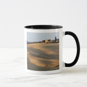Agricultural field at sunset, Val d'Orcia, Tusca Mug