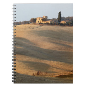 Agricultural field at sunset, Val d'Orcia, Tusca Notebook