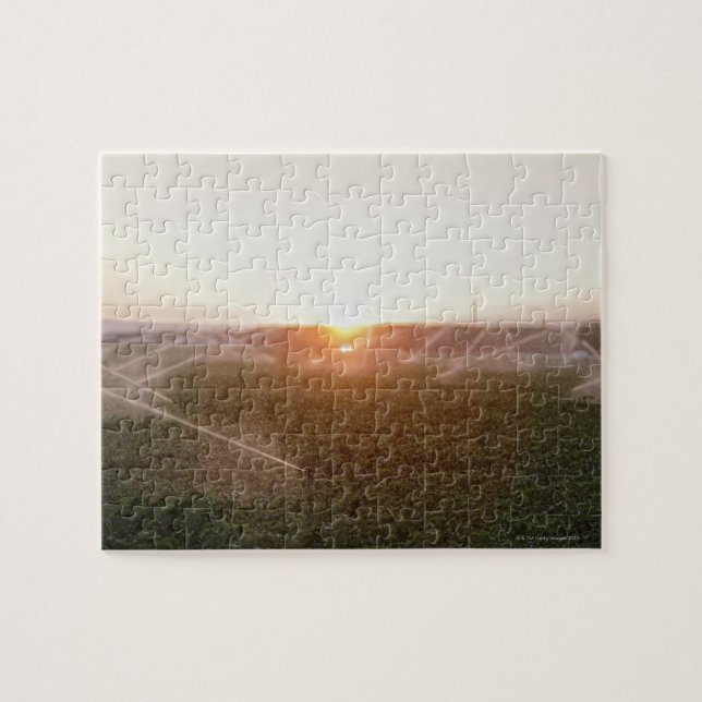 Agricultural irrigation system watering jigsaw puzzle (Horizontal)
