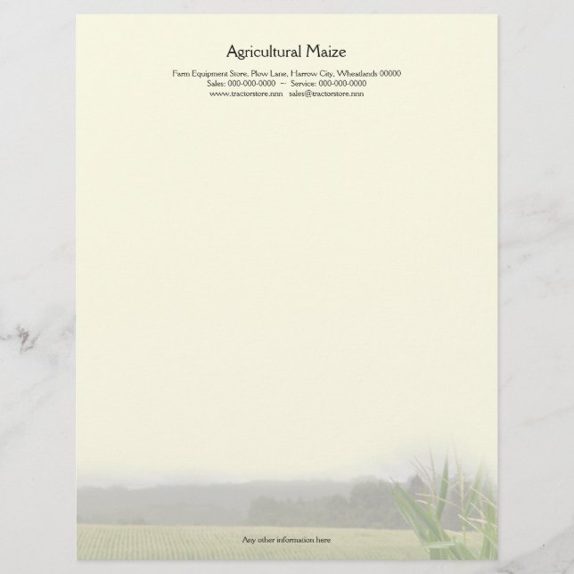 Agricultural Maize main page (Front)