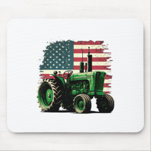 Agriculture Farm Tractor Usa Flag Tractor American Mouse Pad