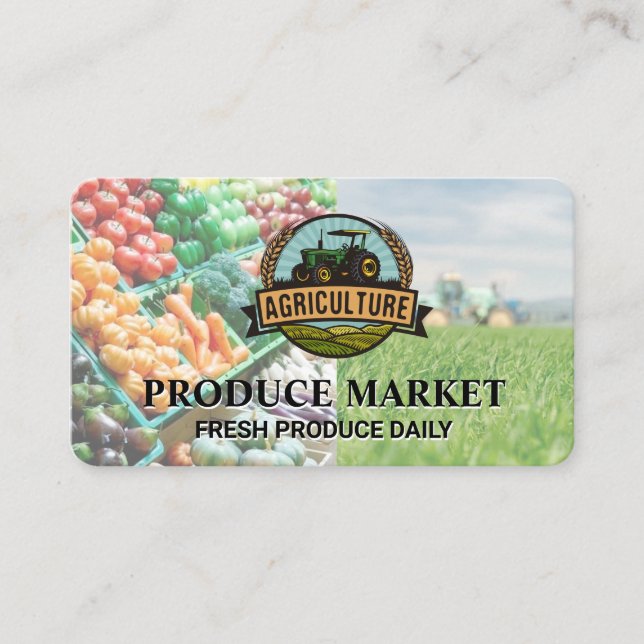 Agriculture Grower | Farm Land Tractor | Produce Business Card (Front)