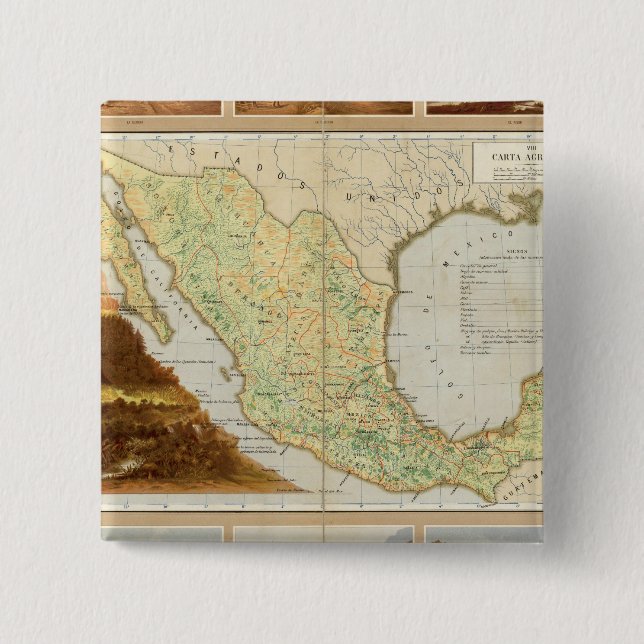Agriculture of Mexico 2 Inch Square Button (Front)