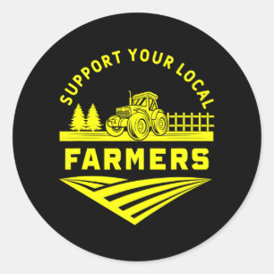 Agriculture Tractor Support Your Farmer Classic Round Sticker