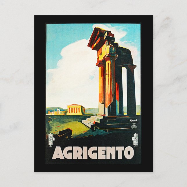 Agrigento Vintage Travel Advertisement Postcard (Front)