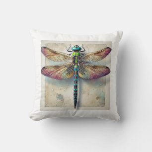 Agrionoptera Dragonfly 031124IREF217 - Watercolor Throw Pillow