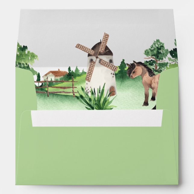 Agritourisme Horse Boys Baby shower Enveloppe (Dos (Bas))