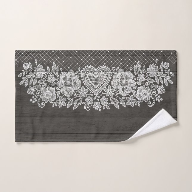 Agritourisme rustique en dentelle blanche (Serviette à main)