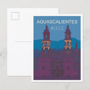 Aguascalientes Mexico Vintage Travel Illustration Postcard