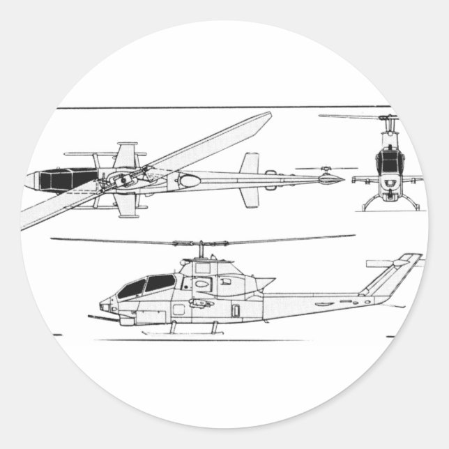 AH1 Blueprint Classic Round Sticker (Front)