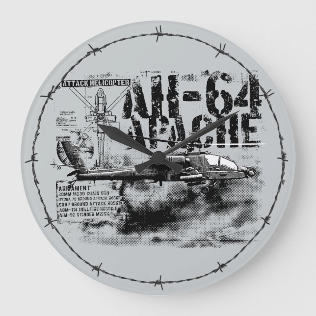 AH-64 Apache Acrylic Wall Clock (Front)