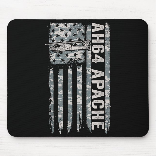 Ah-64 apache american flag helicopter camo apache  mouse pad (Front)