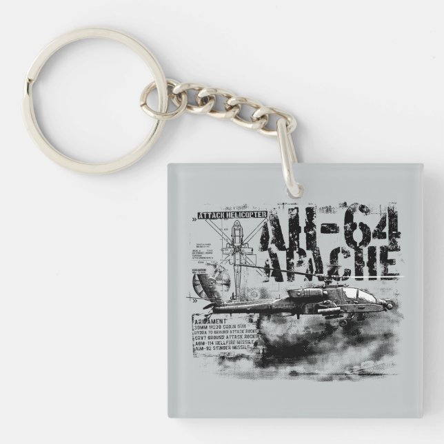 AH-64 Apache Square (double-sided) Keychain (Front)