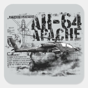 AH-64 Apache Square Stickers