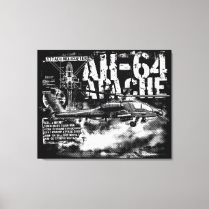 AH-64 Apache Wrapped Canvas