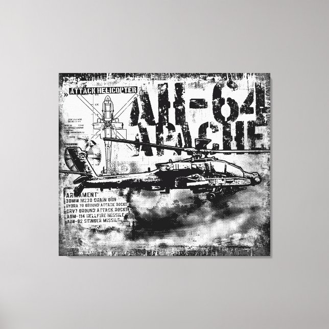AH-64 Apache Wrapped Canvas (Front)