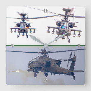 AH-64E APACHE GUARDIAN SQUARE WALL CLOCK