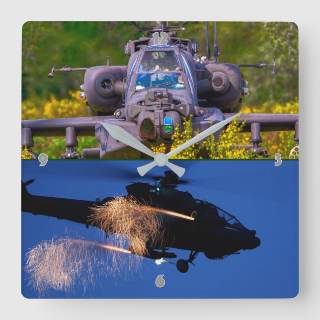 AH-64E APACHE GUARDIAN SQUARE WALL CLOCK (Front)