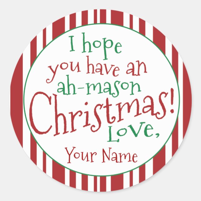 Ah Mason Jar Christmas Gift Wide Mouth Label (Front)