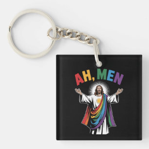Ah Men Funny Jesus LGBTQ Gay pride Arc-en-ciel