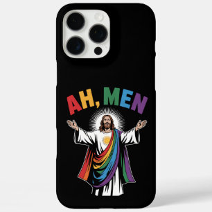 Ah Men Funny Jesus LGBTQ Gay Pride Rainbow iPhone 16 Pro Max Case