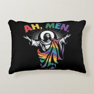 Ah Men Funny LGBT Gay Pride Accent Pillow