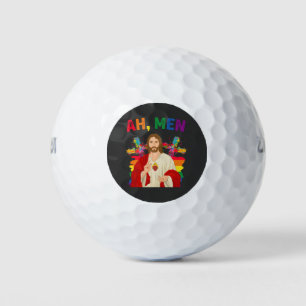 Ah Men Funny LGBT Gay Pride Jesus Christian Golf Balls
