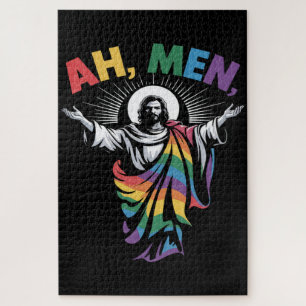 Ah Men Funny LGBT Gay Pride Jigsaw Puzzle