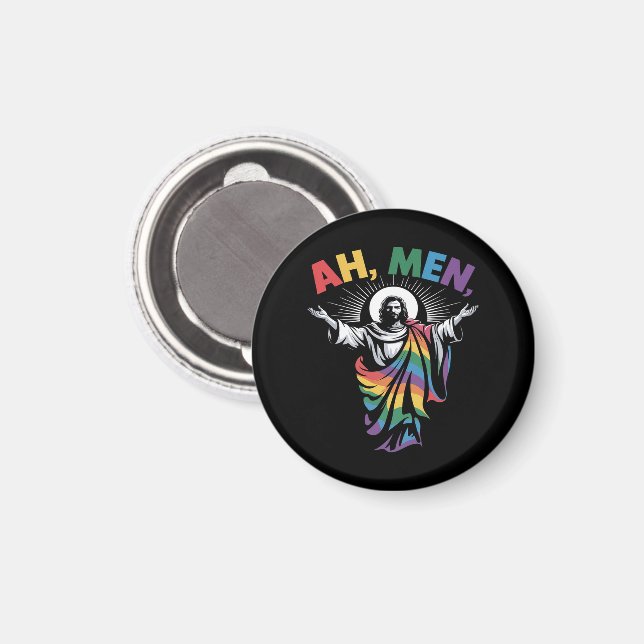 Ah Men Funny LGBT Gay Pride Magnet (Front/Back)