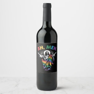 Ah Men Funny LGBT Gay Pride Wine Label