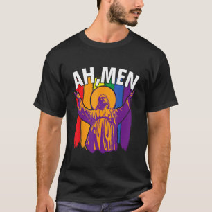Ah Men  LGBT Gay Pride Jesus Rainbow Flag Christia T-Shirt