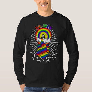 Ah Men Lgbt Gay Pride Jesus Rainbow Peace Flag T-Shirt