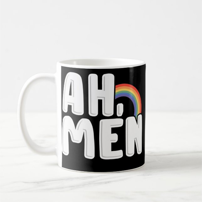 Ah Men Rainbow Gay Jesus Christian LGBT Pride Coffee Mug (Left)