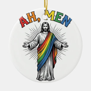Ah Men Rainbow Religious Vintage Ceramic Ornament