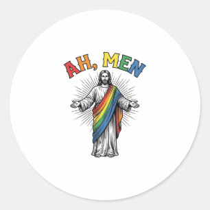 Ah Men Rainbow Religious Vintage Classic Round Sticker