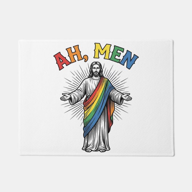 Ah Men Rainbow Religious Vintage Doormat (Front)