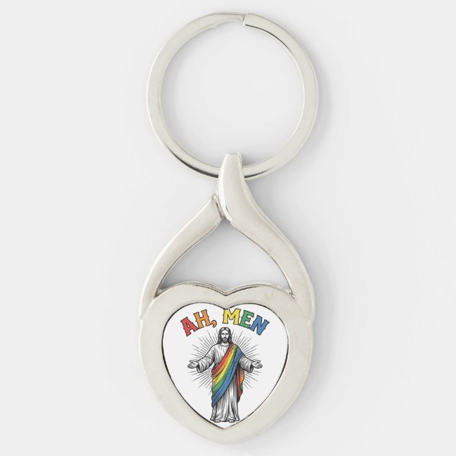 Ah Men Rainbow Religious Vintage Keychain (Front)
