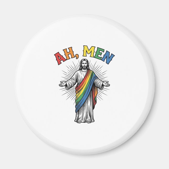 Ah Men Rainbow Religious Vintage Magnet (Front)