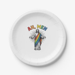 Ah Men Rainbow Religious Vintage Paper Plate