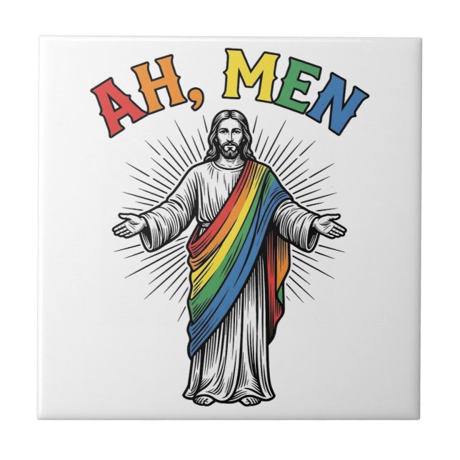 Ah Men Rainbow Religious Vintage Tile (Front)
