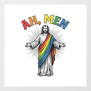 Ah Men Rainbow Religious Vintage Window Cling