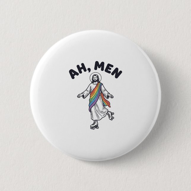 Ah Men Roller Skating Faith Vector Design_1 2 Inch Round Button (Front)