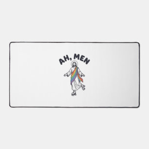 Ah Men Roller Skating Faith Vector Design_1 Desk Mat