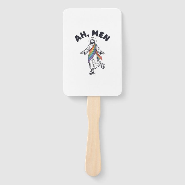 Ah Men Roller Skating Faith Vector Design_1 Hand Fan (Front)