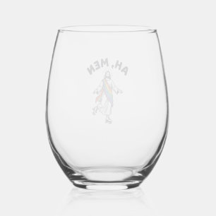 Ah Men Roller Skating Faith Vector Design_1 Stemless Wine Glass
