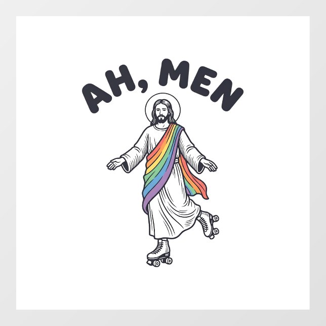 Ah Men Roller Skating Faith Vector Design_1 Window Cling (Sheet)