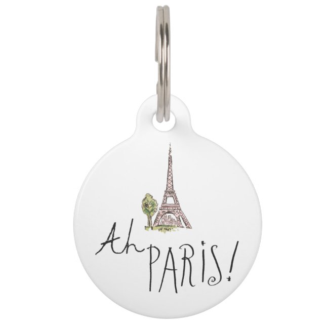Ah Paris! Quote | With Effiel Tower Pet Tag (Front)